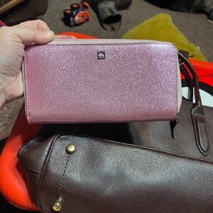 Kate Spade Mavis Street Neda Zip Around Glitter Wallet pink